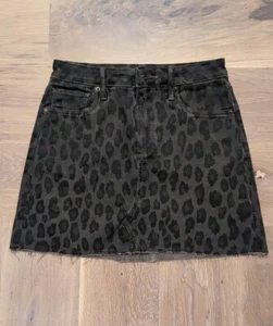 Aqua Leopard Denim Skirt 24 - Picture 1 of 3