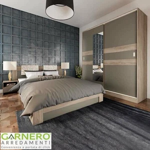 Camera da letto completa matrimoniale ALTEA scorrevole rovere grigio moderna - Foto 1 di 5