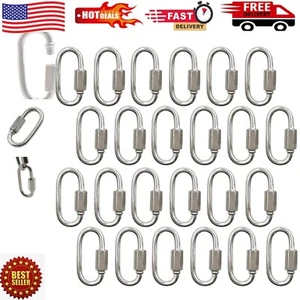 High-Quality Locking Carabiner Set – 24 Stainless Steel D Shapes for Security - Picture 1 of 6