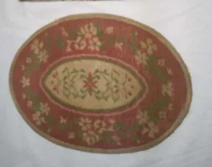 Doll house Antique Miniature Carpet Pink oval rug - Picture 1 of 2