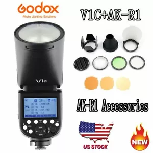 US Godox V1-C Round Head Flash TTL HSS Speedlite For Canon Camera With AK-R1 Kit - Picture 1 of 11