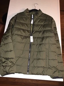 NWT Mens Large GAP ColdControl Olive Green Puffer Jacket Quilted Water Resistant - Picture 1 of 10