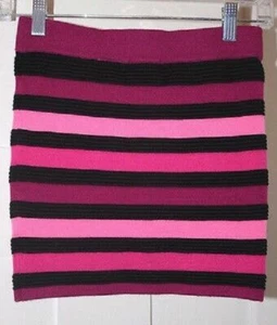 H&M Girl's Skirt Tube Pink and Black Striped Size 10-12 - Picture 1 of 2