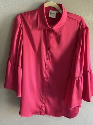 Camisa Finley Roja Botón Mangas Campana Frontal Talla Grande Nueva $205. Foto 1 de 4