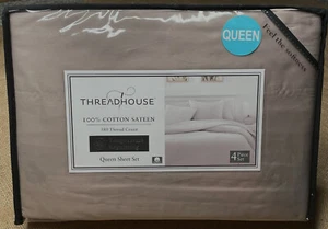 ThreadHouse Sheet Set Queen 380TC Taupe 100% Cotton Sateen DP Bedroom - Picture 1 of 5