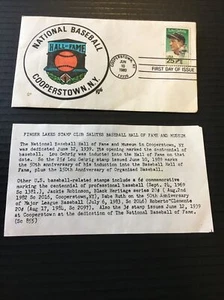 Lou Gehrig Jerry Finger Lakes Briefmarke Club Cooperstown gestempelt Umschlag Hall Of Fa - Bild 1 von 6