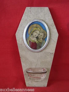 ANCIEN BÉNITIER EN MARBRE ART DECO IMMACULÉE CONCEPTION / OLD STOUP - Imagen 1 de 7