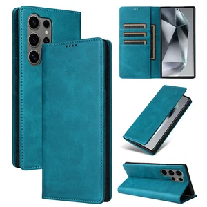 Leather Wallet Stand Case For Samsung Galaxy S25 Ultra S24FE S23 Full Body Cover - Picture 1 of 16