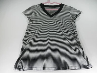 A.N.A  Womens Maternity Top V Neck T shirt  Blue White Stripes  Blouse Small - Image 1 of 4