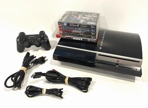 SONY PLAYSTATION 3 PS3 40GB CONSOLE CECHH01 BUNDLE W/ 5 GAMES CABLES CONTROLLER - Foto 1 di 12