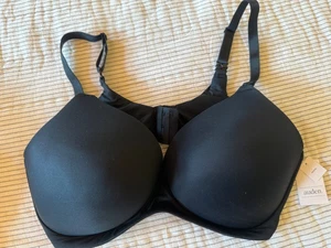 AUDEN Lightly Lined Black 42D Nursing Bra Wirefree Demi Coverage Moisture Wick - Picture 1 of 4