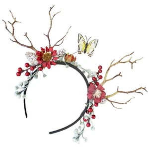 Christmas Reindeer Hair Antlers Branches Berries Headband Xmas Headband - Bild 1 von 12