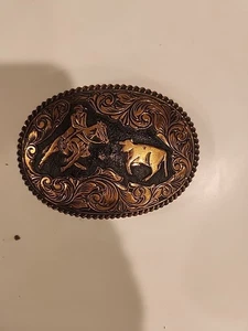 Vintage 80er Western Cowboy Gürtelschnalle Bronze El Arturo Crumrine Juwelier - Bild 1 von 5