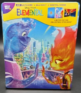 ELEMENTAL DISNEY PIXAR BEST BUY EXCLUSIVE 4K UHD BLURAY STEELBOOK *NEW & SEALED* - Picture 1 of 18