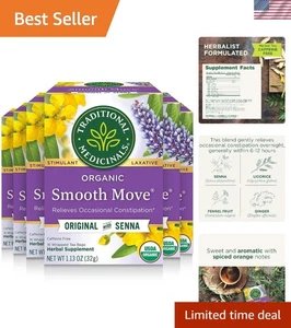 Té orgánico de movimiento suave del USDA - 96 unidades para aliviar suavemente el estreñimiento durante la noche - Imagen 1 de 10