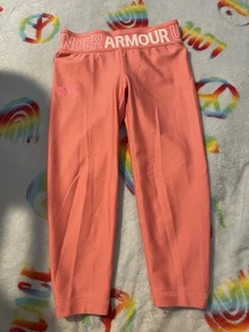 Youth Girls Size Small Under Armor 7/8 Coral Leggings - Picture 1 of 2