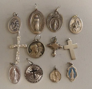 (12) Pendants Costume Jewelry Religious Crosses, Jesus, Mother Mary, St. Francis - Picture 1 of 8