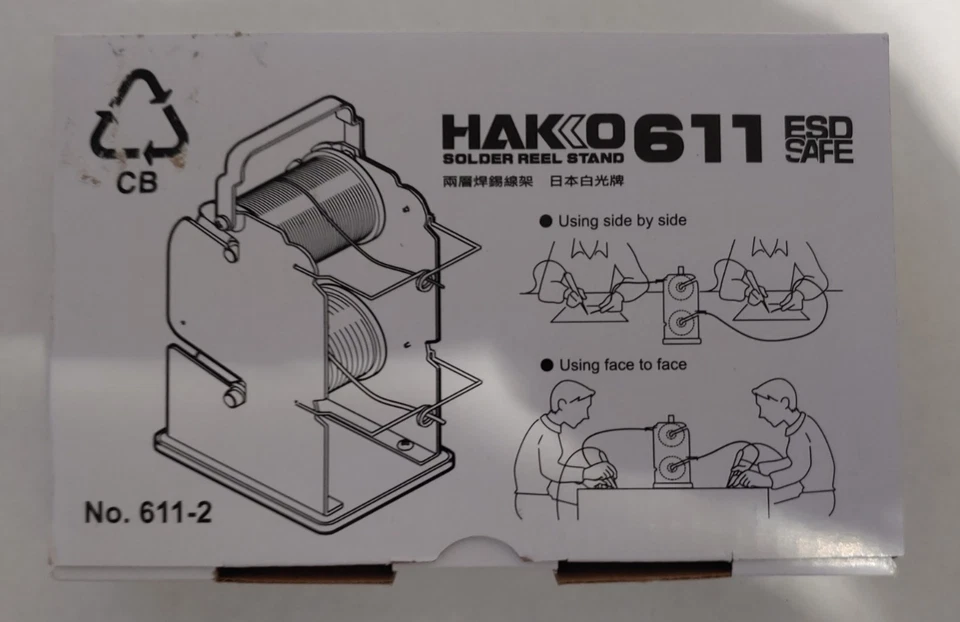 HAKKO 611-2 Safe Dual Solder Spool Reel Stand T163992
