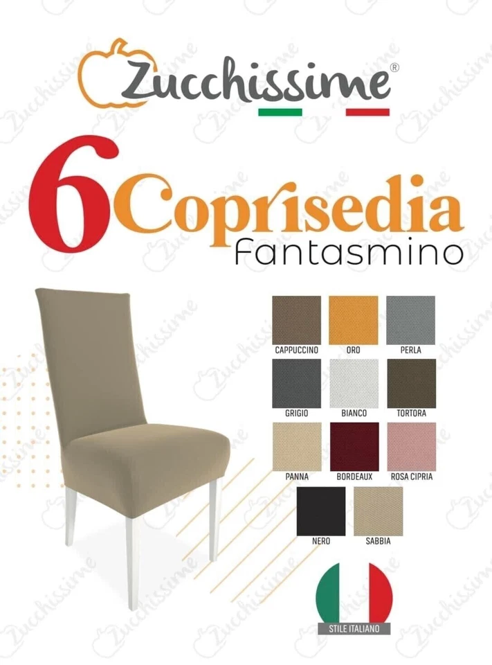 SET 6 COPRISEDIA CON SCHIENALE ALTO FANTASMINO ZUCCHISSIME SET ELASTICIZZATO - Immagine 1 di 4