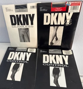 Lot of 4 VTG 90s DKNY Pantyhose Size Small Sheer Black - Picture 1 of 6