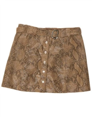 Minifalda de cuero para mujer ZARA mediana W28 beige cuero estampado animal CA19 Foto 1 de 3