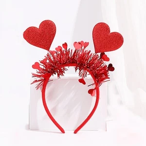 Valentine's Glitter Heart Hair Bands Red Heart Women Girls Party Supplies - Picture 1 of 7