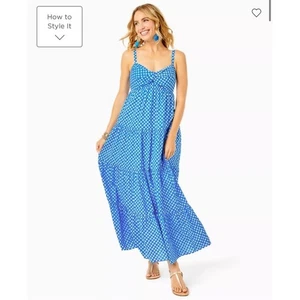 Maxi abito Lilly Pulitzer Shylee in cotone taglia 12 nuovo senza etichette - Foto 1 di 13