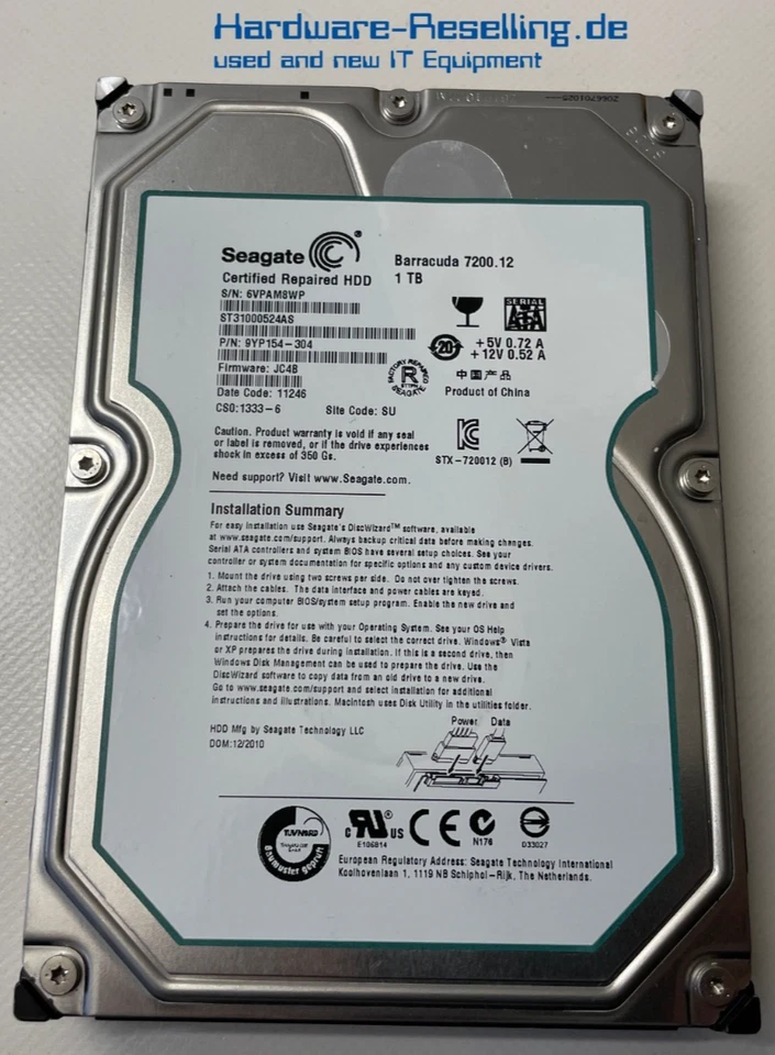 Seagate Barracuda 1 To 2,5" Disque Dur SATA III 6G 7,2K ST31000524AS 9YP154-304 - Photo 1/1
