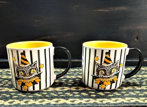 2er Set Retro Vintage Stil Halloween Kaffeetassen Eli+Ana Schwarze Katze Streifen Neu - Bild 1 von 6