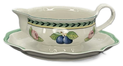 Villeroy & Boch Barco con salsa de flores de jardín francés con placa base adjunta COMO NUEVO Foto 1 de 4