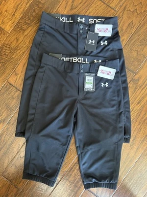 NUEVO CON ETIQUETAS 2 Pantalones de Softbol Utilitarios Under Armour para Niñas Calce Suelto Recortados Talla YL Negros  Foto 1 de 4