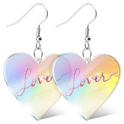 Pendientes colgantes de corazón rosa para mujer amante arilico TS amante pendientes en forma de corazón Foto 1 de 4