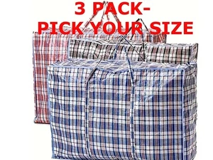 3 x LARGE LAUNDRY BAGS Zipped Reusable Large Strong Shopping Storage Bag Moving - Picture 1 of 6