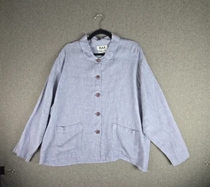 Flax Shacket Womens L Linen Buttoned Shirt Jacket Lagenlook Relaxed - Picture 1 of 8