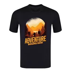 Mountains Hiking , Adventure on Mountain ,Adventure begins camping Men's T-shirt - Picture 1 of 14