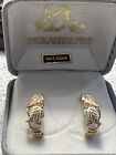 Vintage tri gold 10kt fancy hoop earrings South Dakota black hills gold earrings