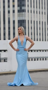 JESSICA ANGEL prom dress XS (0, 2) COLD BLUE Retail $395 STYLE 573 New/Unworn - Picture 1 of 3