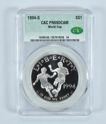 1994-S World Cup Commemorative Silver Dollar PR69 DCAM CAC - Image 1 of 4