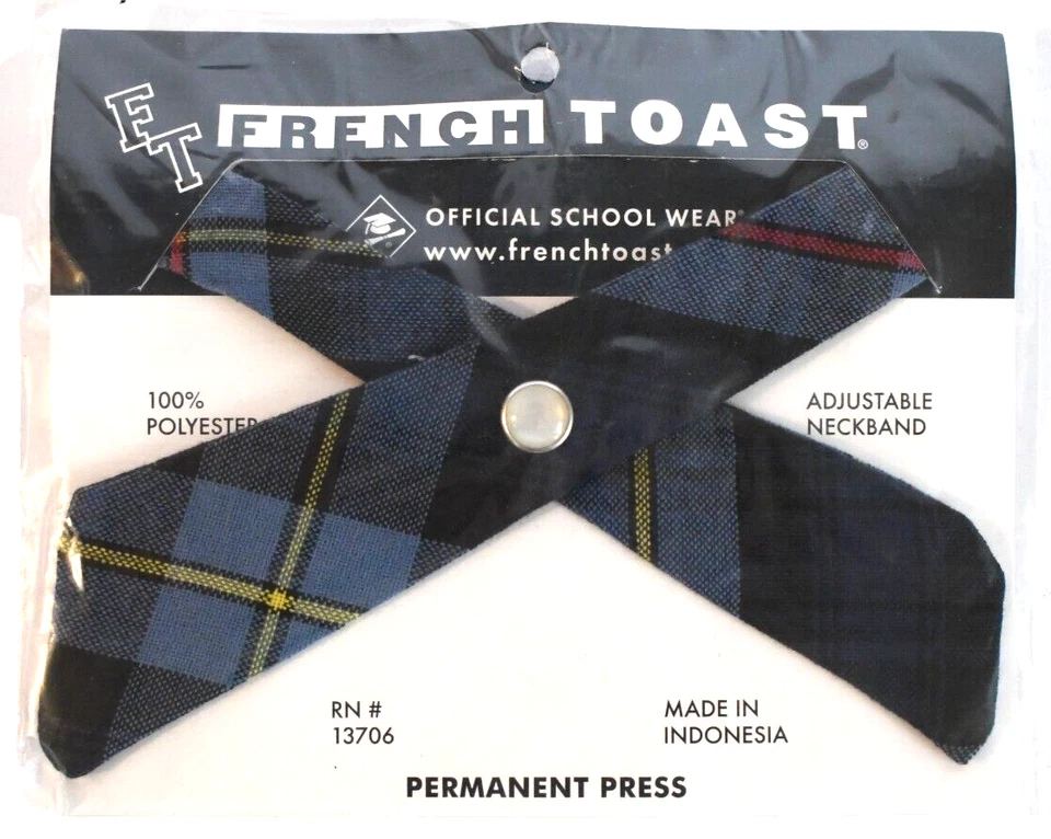 Nuevo en Paquete Brindis Francés Niñas Banda Ajustable Corbata Cruzada Prensa Permanente Azul Cuadros Foto 1 de 4