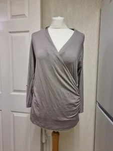 Blusa túnica jersey estilo envolvente Marella grisáceo beige manga larga XL - Imagen 1 de 6