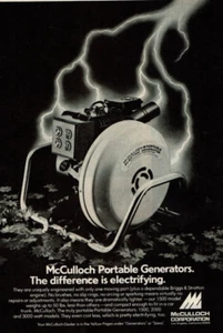 1975 Vintage Print Ad McCulloch Portable Generators The difference electrifying - Bild 1 von 2