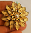 Vintage Marcel Boucher 837P Dahlia Flower of the Month Faux Pearl Brooch