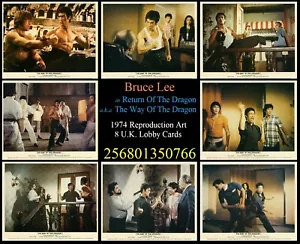 BRUCE LEE - RETURN (Way) OF THE DRAGON π¬ 8 UK LOBBY CARDS Reproduction Art - Picture 1 of 1