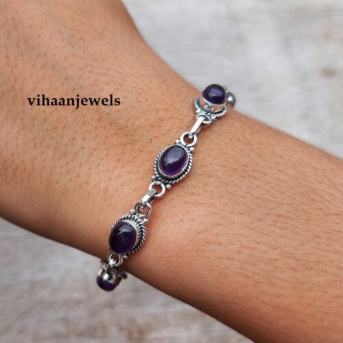 VALENTINO Gemma ametista naturale argento sterling 925 bracciale regali per lei gioielli SD 132
