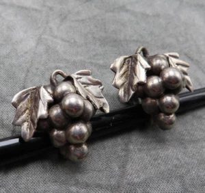 Pendientes Taxco Plata de Ley Vintage Racimo de Uva Hojas Uxmal México 64h - Imagen 1 de 14