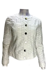 Karl Lagerfeld Women's White Casual Jacket Size Medium 10 Used $480 Damaged - Imagen 1 de 7