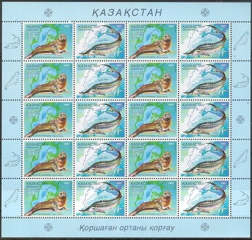 Kazajstán y Ucrania 2002 emisión conjunta fauna del mar beluga sello del Caspio MNH Foto 1 de 1
