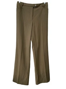 Calvin Klein Wide Leg Dress Pants Womens 8 Flat Front Olive Business Casual NEW - Picture 1 of 7