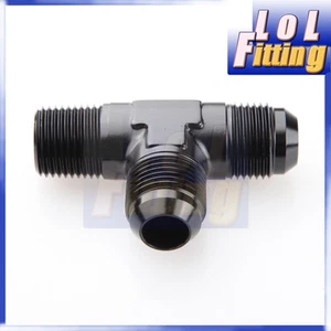 Aluminum Tee T-piece Fitting Adapter - 8AN AN 8 AN-8 Male To 3/8" NPT Black - Picture 1 of 2