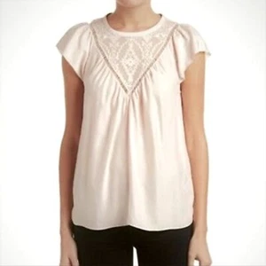 Rebecca Taylor Ivory 100% Silk Geo Aztec Embroidered Top 12 NWT - Picture 1 of 10